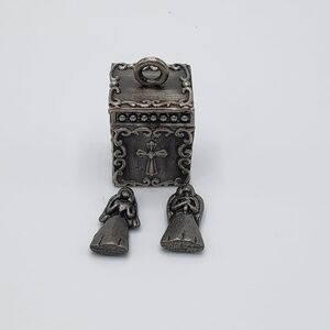 Miniature Celtic Cross Angel Prayer Box Pendant Charm Necklace Bracelet